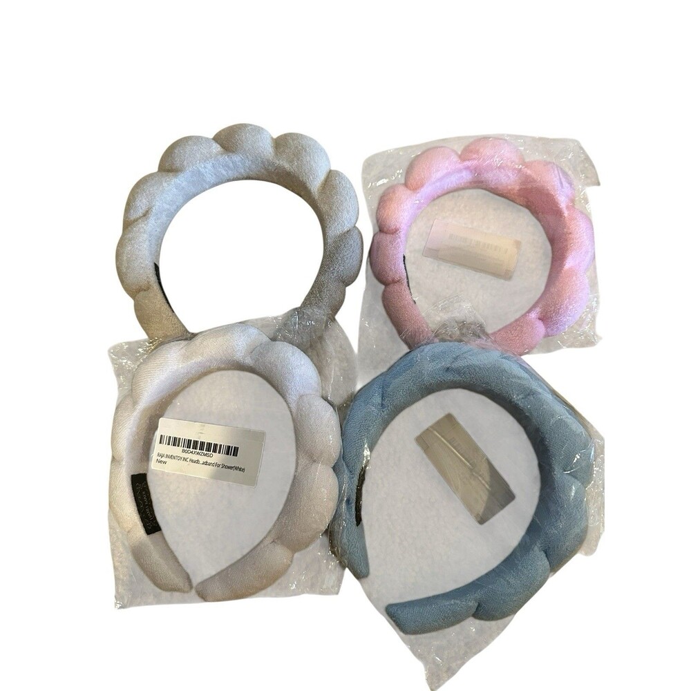 Lot of 4 Spa Headbands for Washing Face & Skincare Terry Cloth Absorbent